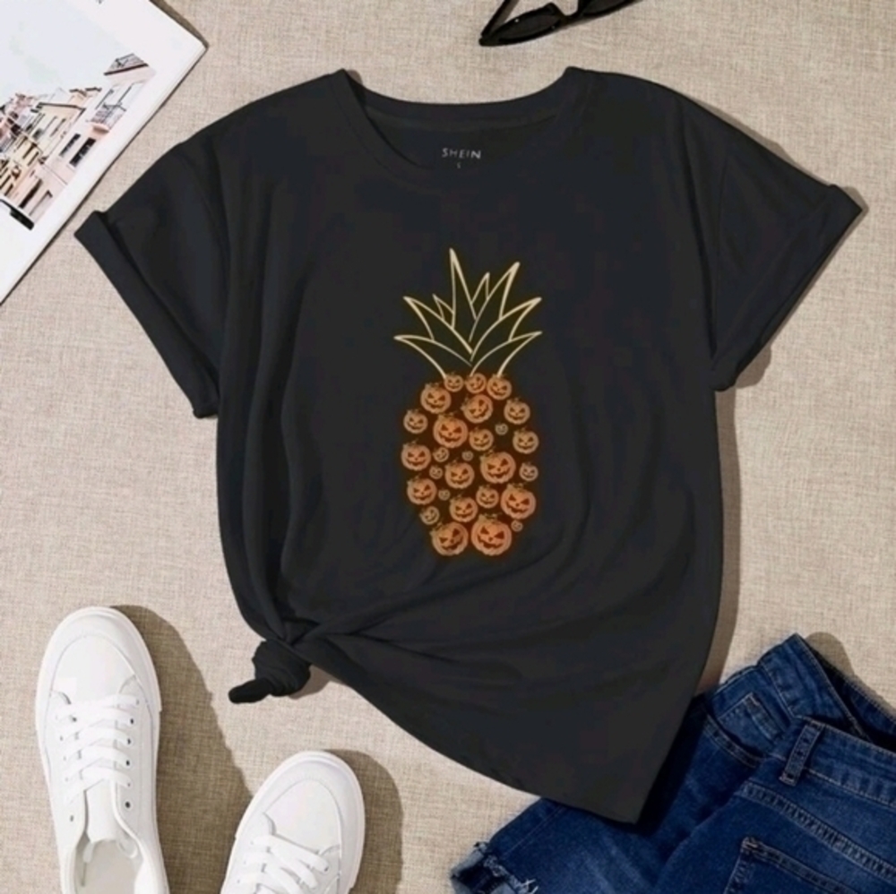 *NEW* SHEIN PUMPKIN PINEAPPLE TEE SZ L
